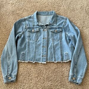 Shein cropped Jean jacket; Size: S; light wash; pet free smoke free home